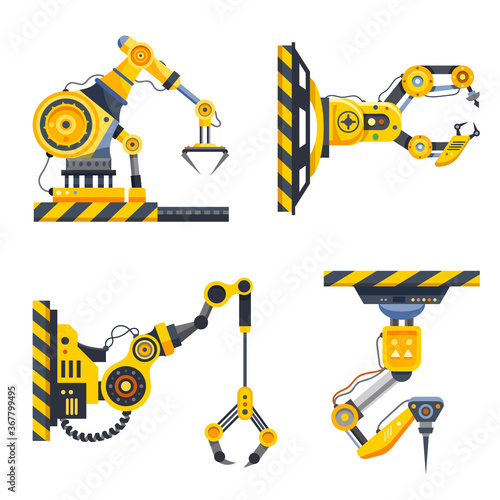Robot arms set or factory machine hands