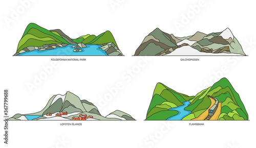 Set of Norway natural landmarks, national parks