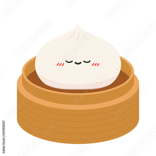 Bao character design. Steamed Bun character. Steamed Bun vector. Steamed Bun on white background. 