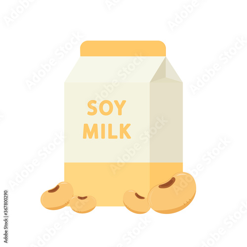 Soybean milk vector. Soybean milk box vector.
