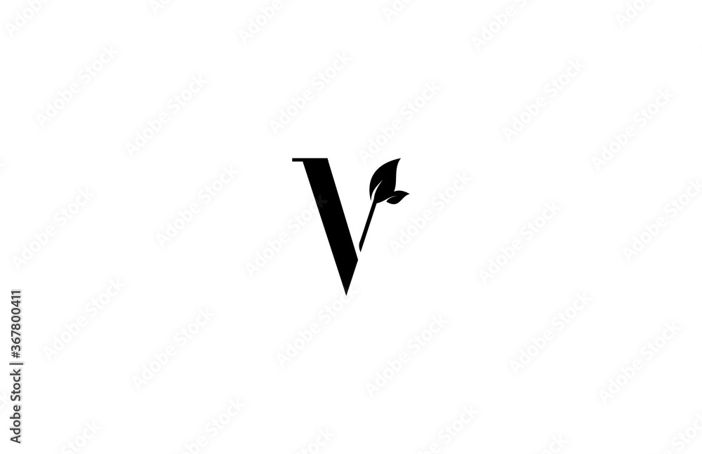 Vector V Letter with Leaf Logo Design