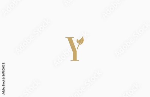 Vector Y Letter with Leaf Logo Design