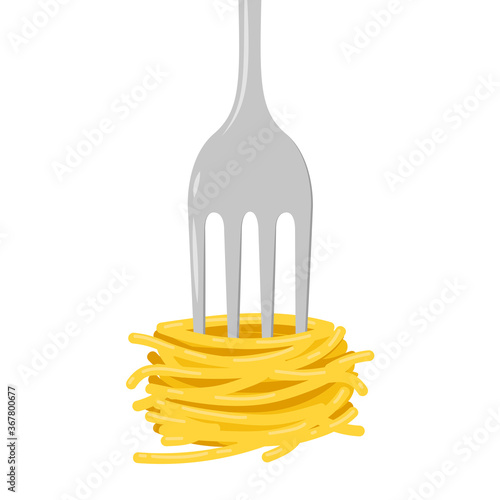 Spaghetti noodles vector. fork vector. wallpaper. free space for text.