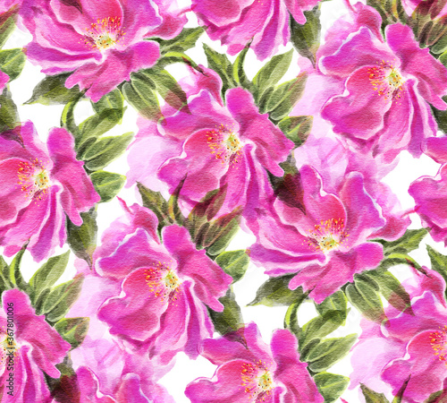 Seamless pattern with watercolor flowers