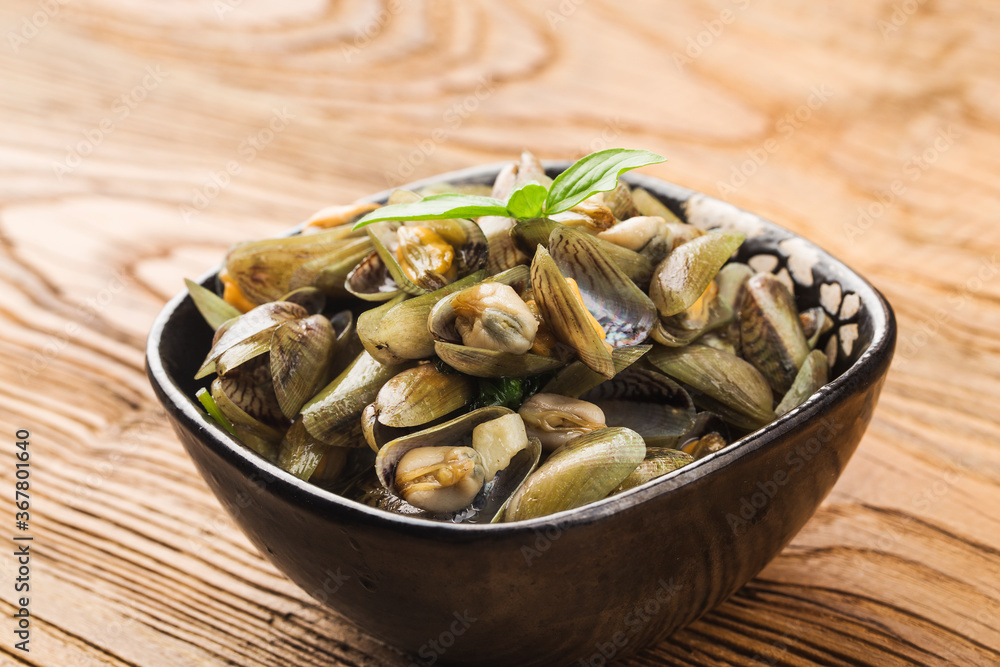 Chinese Chiuchow cuisine:a plate of Musculus senhousei Chinese Chiuchow cuisine:a plate of Musculus senhousei