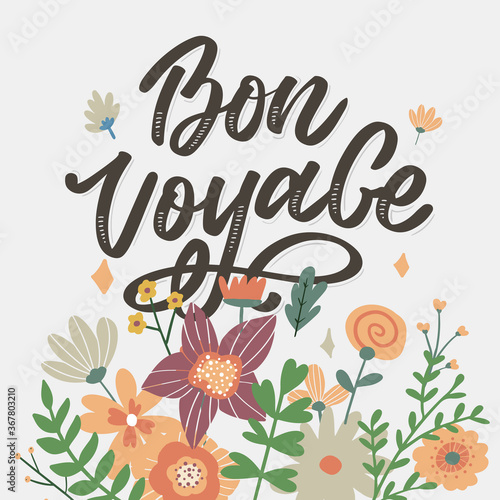 Bon Voyage Hand Lettering Vector Calligraphy Travel