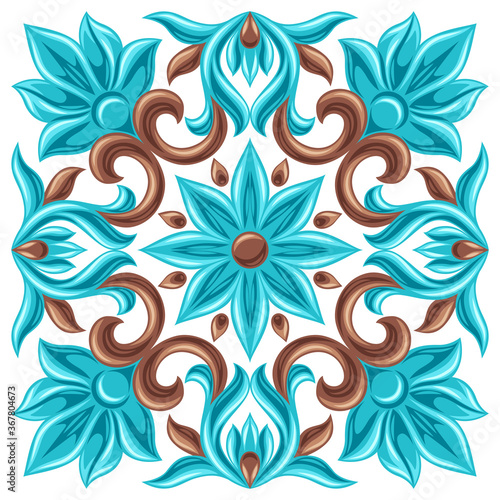 Italian ceramic tile pattern. Mediterranean porcelain pottery.