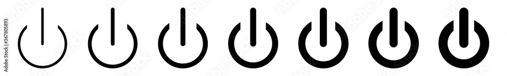 Power Button Icon Black Line | On Off Buttons Illustration | Start Symbol | Shutdown Logo | Logout Sign | Isolated | Variations Power Button Icon Black Line | On Off Buttons Illustration | Start Symbol | Shutdown Logo | Logout Sign | Isolated | Variations