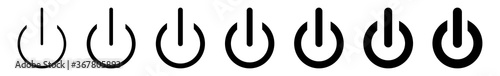 Power Button Icon Black Line | On Off Buttons Illustration | Start Symbol | Shutdown Logo | Logout Sign | Isolated | Variations
