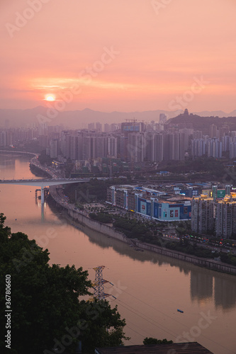 Yangtzee river at dusk in Chongqing