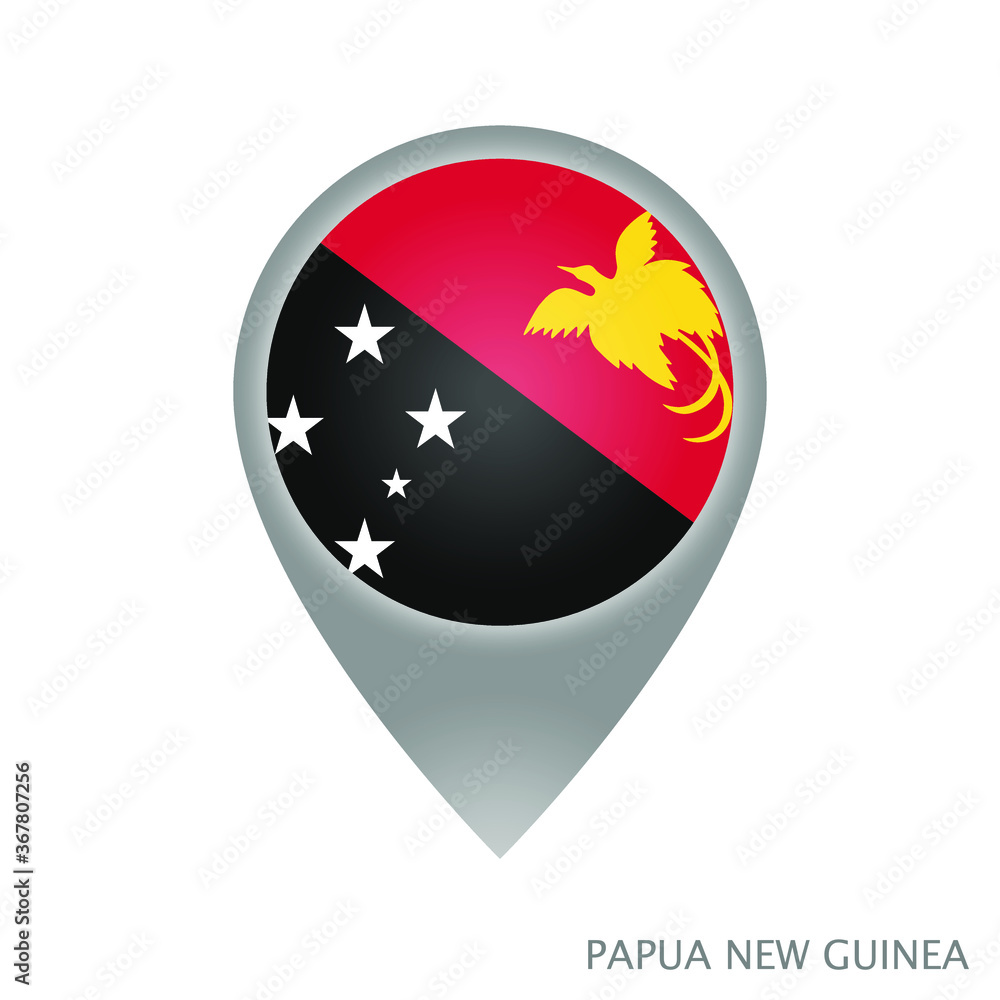 Map pointer with flag of Papua New Guinea. Papua New Guinea pointer map isolated icon. Vector Illustration Map pointer with flag of Papua New Guinea. Papua New Guinea pointer map isolated icon. Vector Illustration