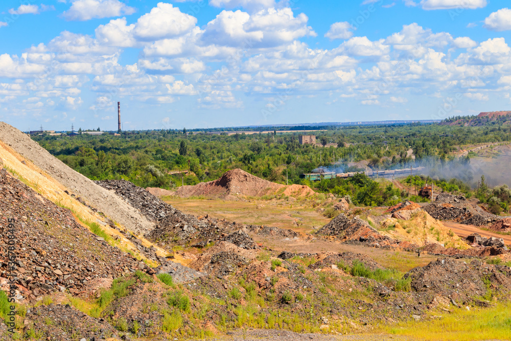 Freight train in the iron ore quarry Freight train in the iron ore quarry