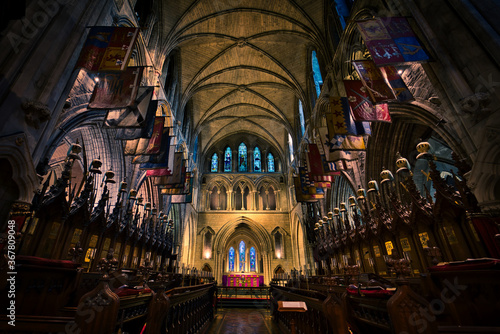 Interior of Saint Patrick Cathedral in Dublin, Ireland.