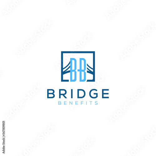 simple modern minimalist bridge with monogram letter bb logo premium vector