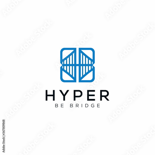 simple modern minimalist bridge with monogram letter hb logo premium vector