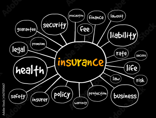 Insurance mind map, concept for presentations and reports