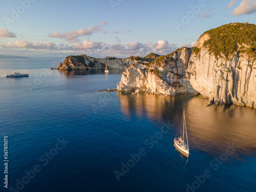 Cuadro en lienzo Aerial view at sunset of the beautiful island of Ponza
