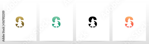 Pine Tree On Letter Logo Design S