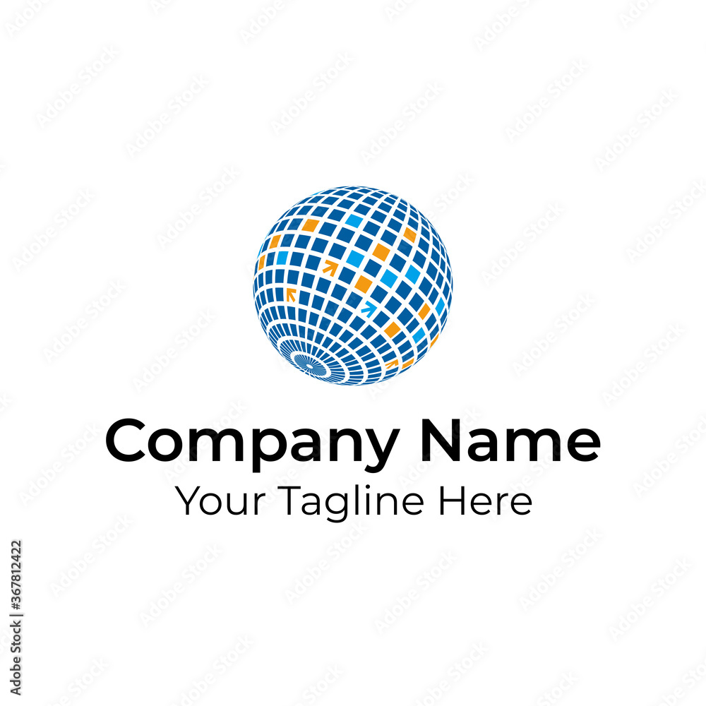 Globe With Arrow Square Logo Vector Globe With Arrow Square Logo Vector
