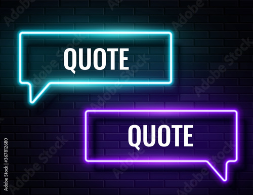 Vector Retro Neon Glowing Speech Bubble Frames