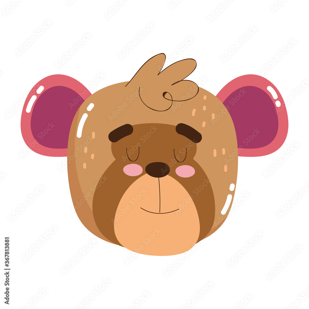 cute animals head moneky cartoon isolated icon design white background cute animals head moneky cartoon isolated icon design white background