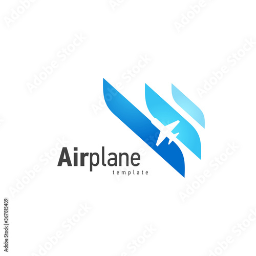 Airplane logo blue flight up stripes