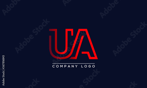 Abstract creative minimal unique alphabet letter icon logo UA