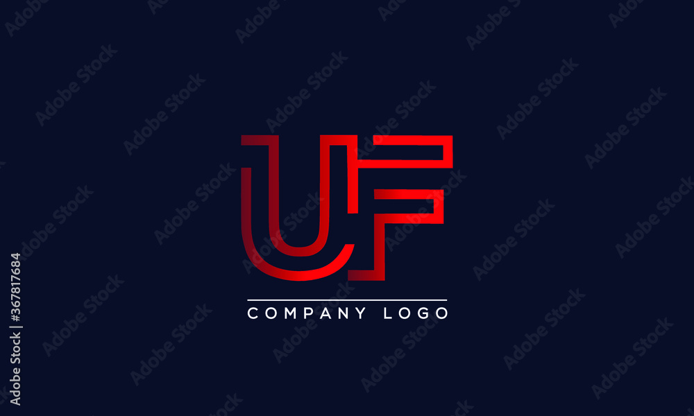 Abstract creative minimal unique alphabet letter icon logo UF