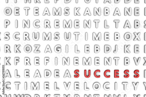Wallpaper Mural 3d rendering of random letters and different words on a white wall. "SUCCESS" text is different and special than the others. Torontodigital.ca