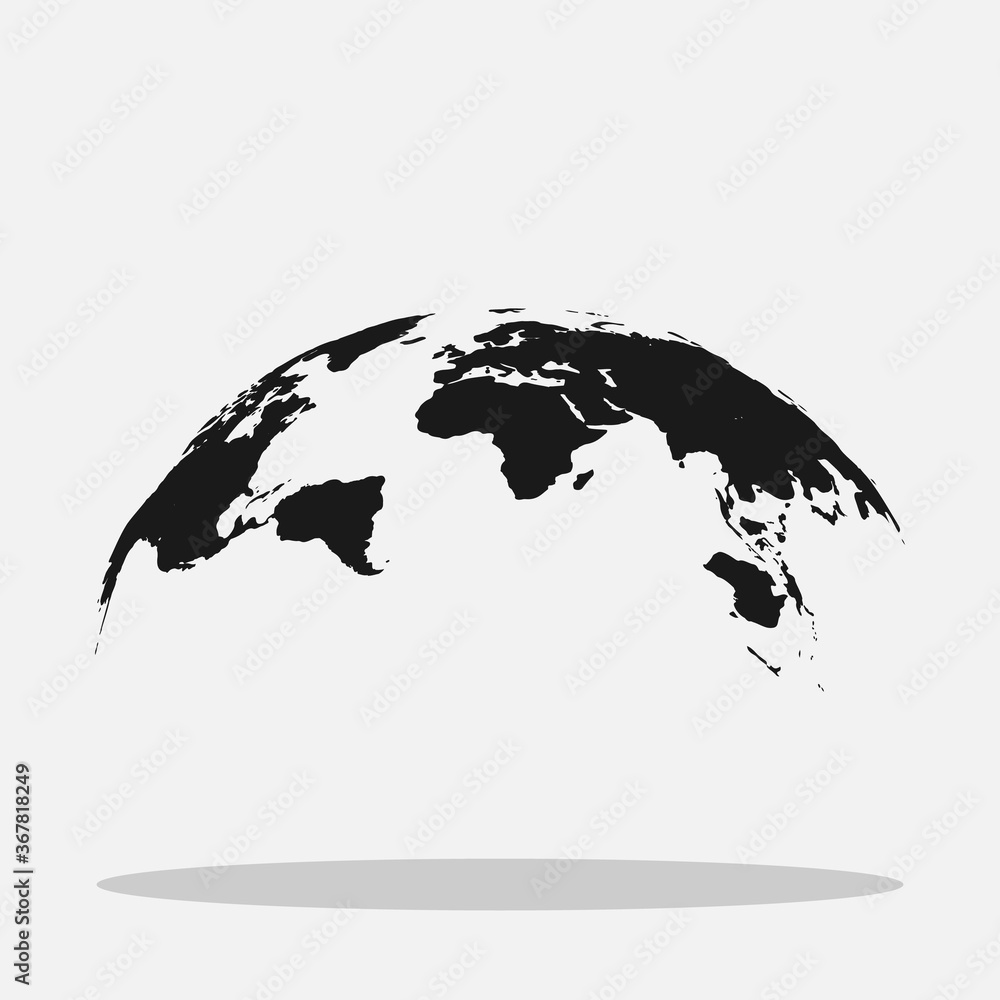 Fototapeta Globalny świat mapa wektor ikona na białym tle. Ilustracja planety ziemi. Piktogram płaski glob.