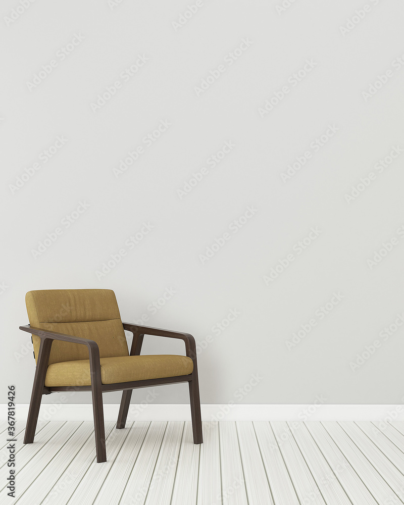 Obraz premium Comfort space in home. Relax room interior.Empty room with classic chair. -3d rendering
