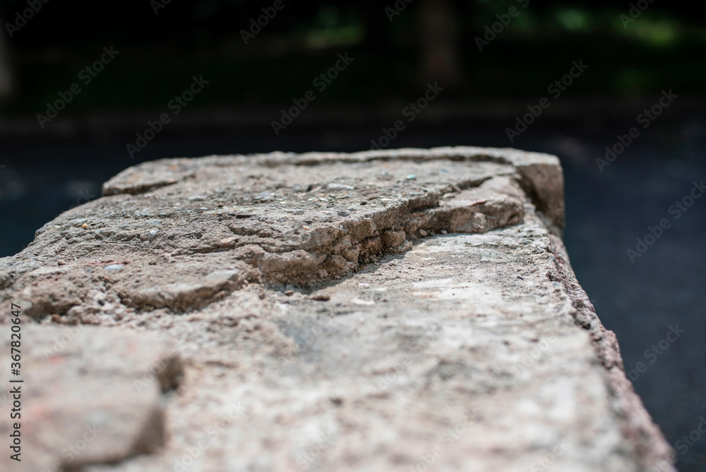 Destroyed concrete wall, facade of the house, it's time to make quality repairs for this building Destroyed concrete wall, facade of the house, it's time to make quality repairs for this building