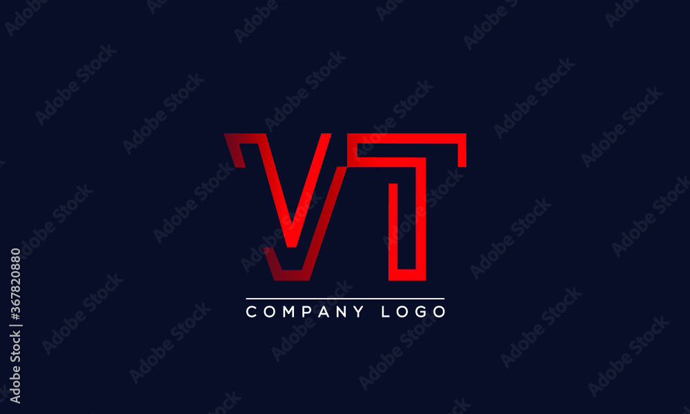 Abstract creative minimal unique alphabet letter icon logo VT