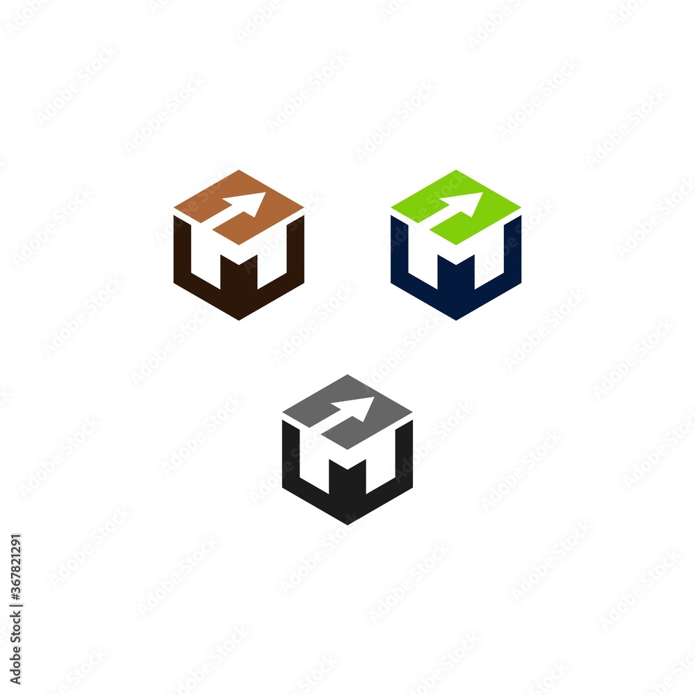 logo M hexagon icon vector