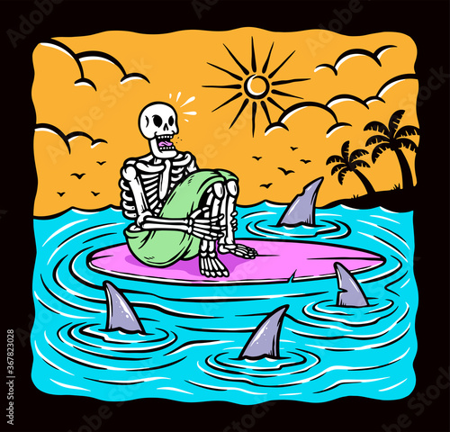 stuck in the sea vector illustration