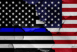 Blue lives matter flag and USA flag