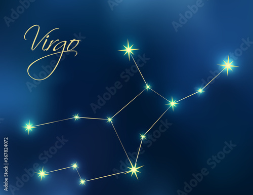 Virgo constellation astrology vector illustration.