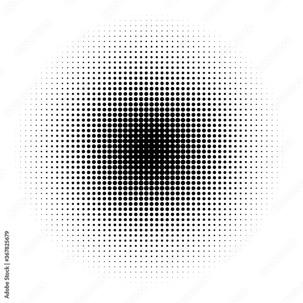 halftone circle vector logo symbol, icon, design. abstract dotted globe illustration isolated on white background.