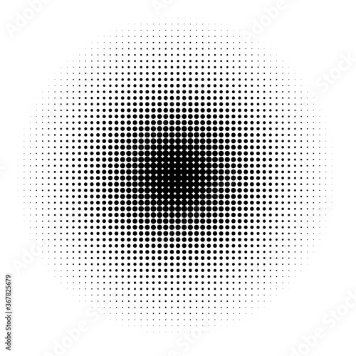 halftone circle vector logo symbol, icon, design. abstract dotted globe illustration isolated on white background.