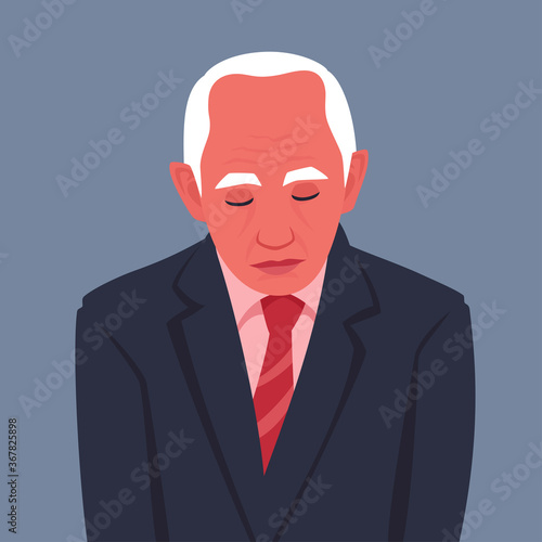 Bored business man is sleeping in office