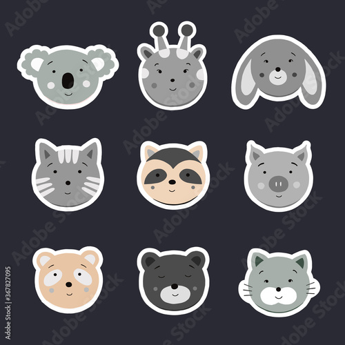 Fototapeta Naklejka Na Ścianę i Meble -  cute animal stickers