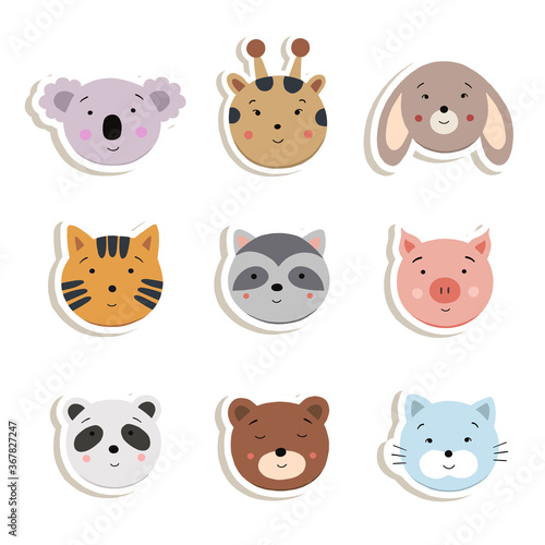 Fototapeta Naklejka Na Ścianę i Meble -  cute animal stickers