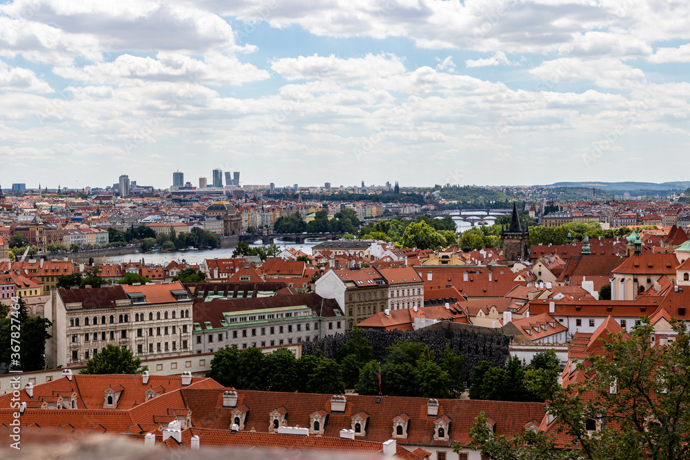 panorama of prague. view of prague. view of the old town of prague.  view of the river and bridges of Prague
