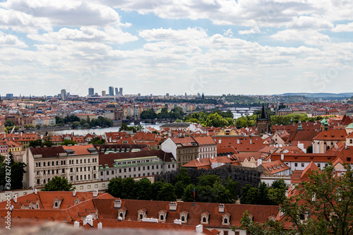 panorama of prague. view of prague. view of the old town of prague. view of the river and bridges of Prague