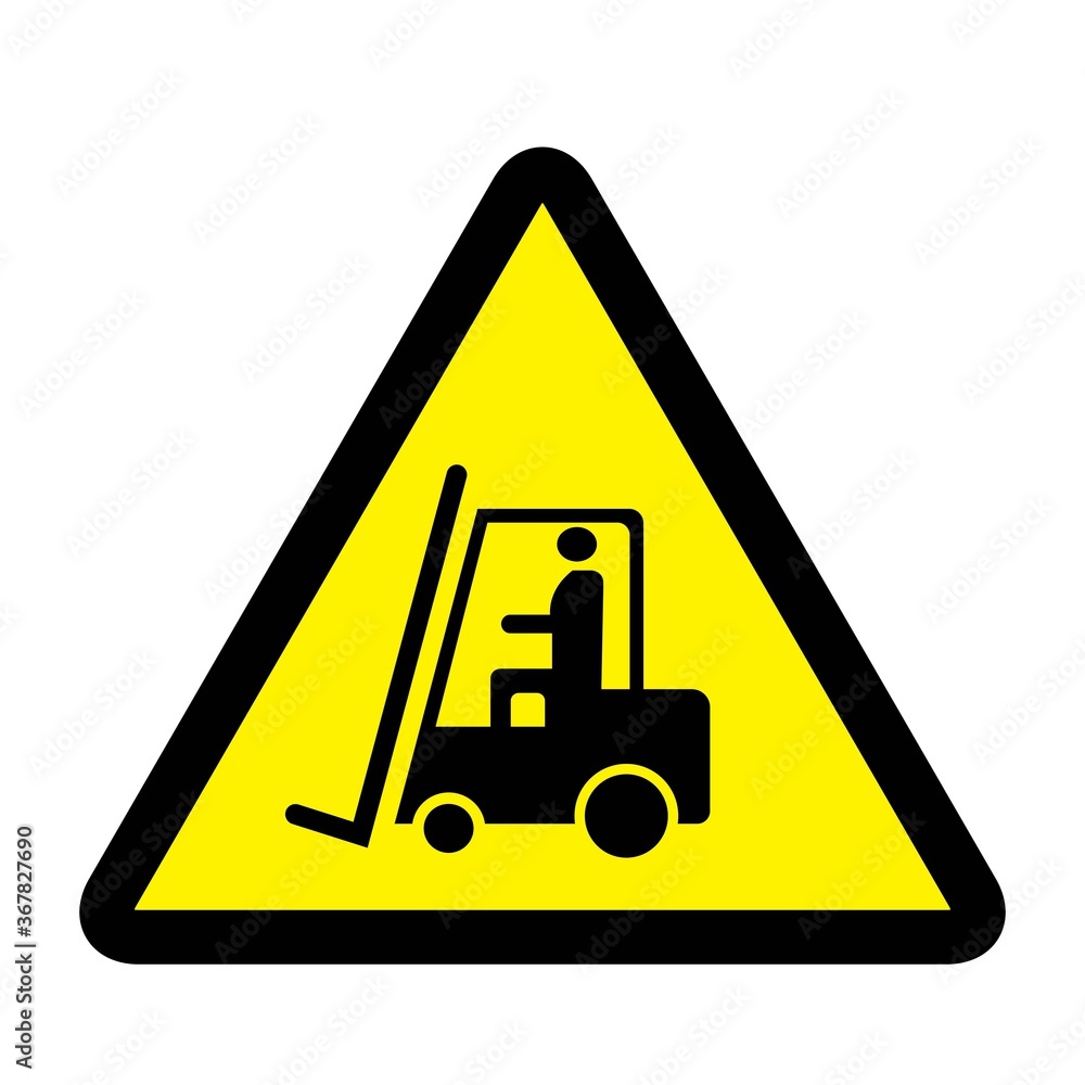 Forklift Operating Area sign on yellow background drawing by illustration Forklift Operating Area sign on yellow background drawing by illustration