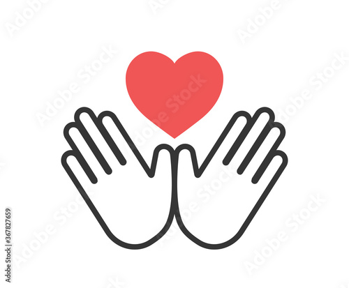 Handmade icon. Hands with heart vector illustration. 