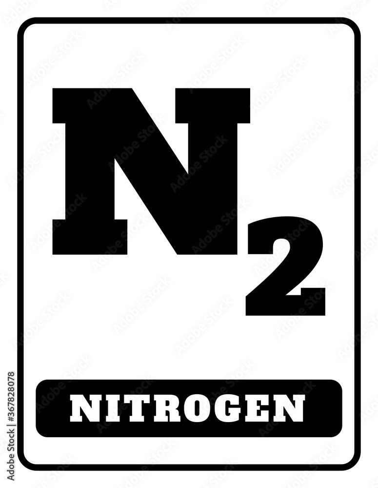 Nitrogen gas symbol on white background drawing by illustration Nitrogen gas symbol on white background drawing by illustration