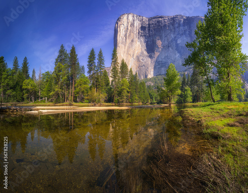 reflections of el capitan in yosemite national park, california, usa