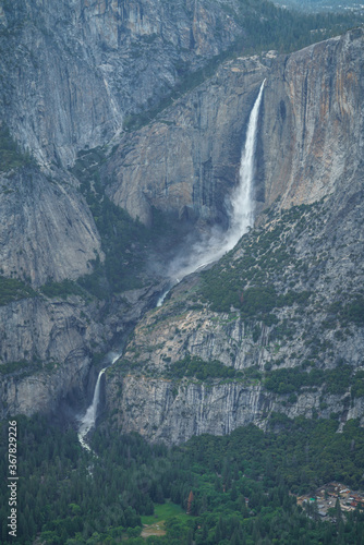 vernal falls and nevada fall from glacier point in yosemite national park