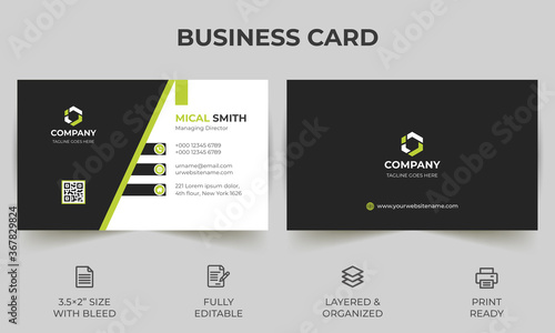 Simple and Clean Modern Minimal Business Card Template Vector
